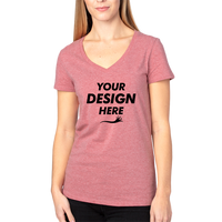 Threadfast Apparel Women's Ultimate CVC V-Neck T-Shirt, Maroon Heather, Front view, Mockup