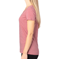 Threadfast Apparel Women's Ultimate CVC V-Neck T-Shirt, Maroon Heather, Left Sleeve view