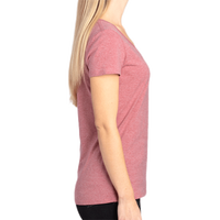 Threadfast Apparel Women's Ultimate CVC V-Neck T-Shirt, Maroon Heather, Right Sleeve view