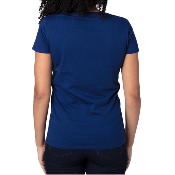 Threadfast Apparel Women's Ultimate CVC V-Neck T-Shirt, Navy, Back view