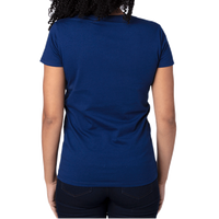 Threadfast Apparel Women's Ultimate CVC V-Neck T-Shirt, Navy, Back view