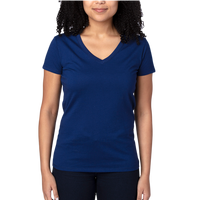 Threadfast Apparel Women's Ultimate CVC V-Neck T-Shirt, Navy, Front view