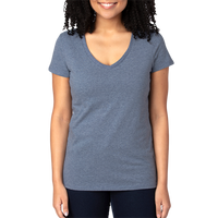 Threadfast Apparel Women's Ultimate CVC V-Neck T-Shirt, Navy Heather, Front view