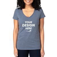 Threadfast Apparel Women's Ultimate CVC V-Neck T-Shirt, Navy Heather, Front view, Mockup