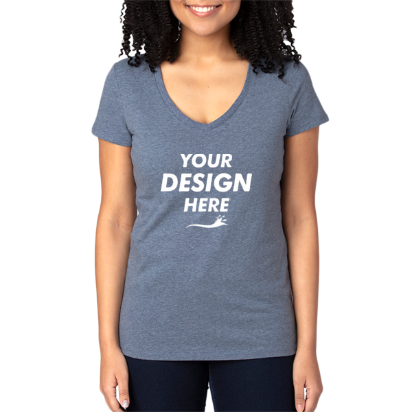 Threadfast Apparel Women's Ultimate CVC V-Neck T-Shirt, Navy Heather, Front view, Mockup