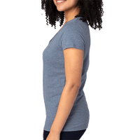 Threadfast Apparel Women's Ultimate CVC V-Neck T-Shirt, Navy Heather, Left Sleeve view