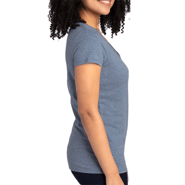 Threadfast Apparel Women's Ultimate CVC V-Neck T-Shirt, Navy Heather, Right Sleeve view