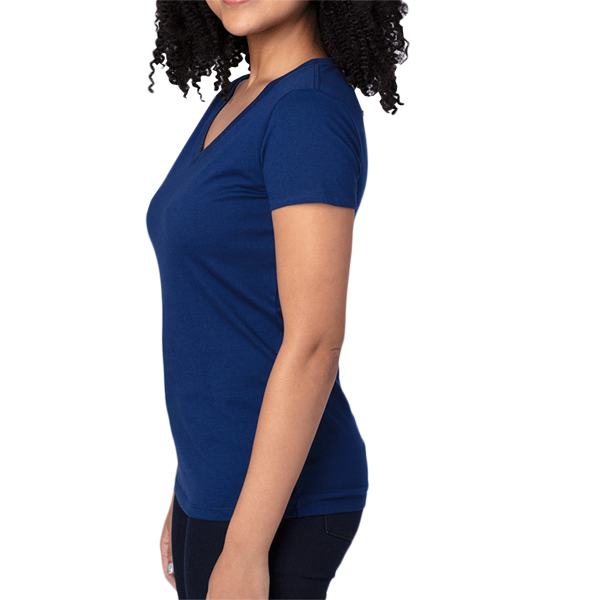 Threadfast Apparel Women's Ultimate CVC V-Neck T-Shirt, Navy, Left Sleeve view