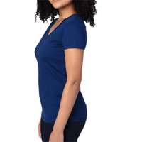 Threadfast Apparel Women's Ultimate CVC V-Neck T-Shirt, Navy, Left Sleeve view