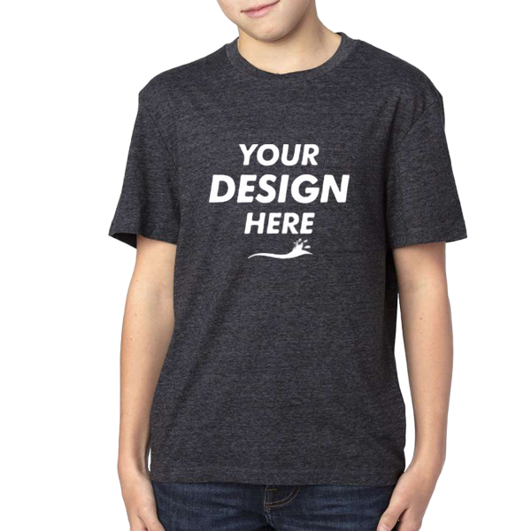Threadfast Apparel Youth Triblend T-Shirt, Black Triblend, Front view, Mockup