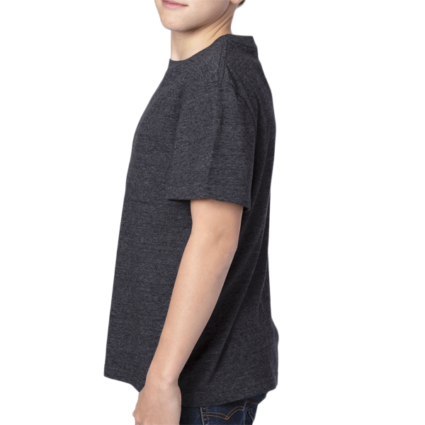 Threadfast Apparel Youth Triblend T-Shirt, Black Triblend, Left Sleeve view