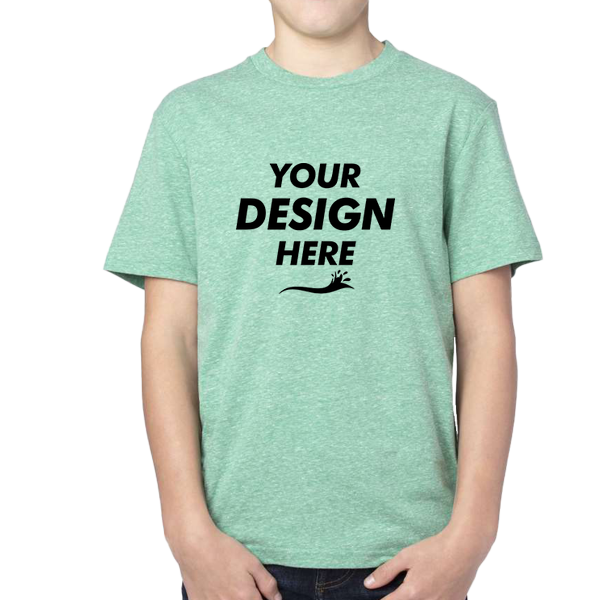 Threadfast Apparel Youth Triblend T-Shirt, Green Triblend, Front view, Mockup