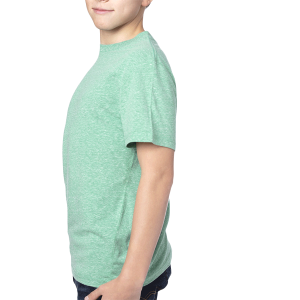 Threadfast Apparel Youth Triblend T-Shirt, Green Triblend, Left Sleeve view