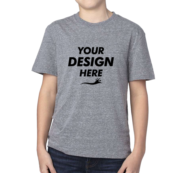 Threadfast Apparel Youth Triblend T-Shirt, Grey Triblend, Front view, Mockup