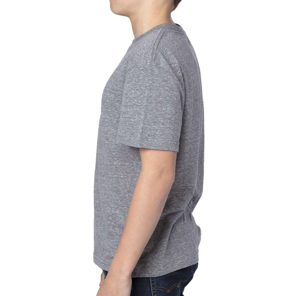 Threadfast Apparel Youth Triblend T-Shirt, Grey Triblend, Left Sleeve view