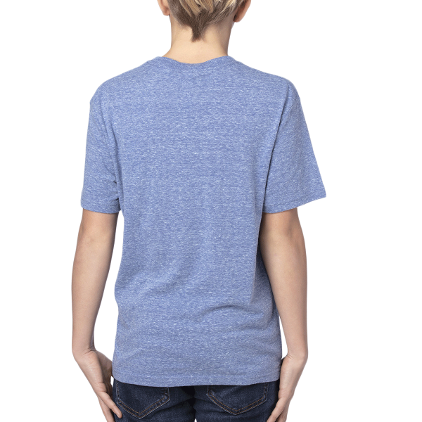 Threadfast Apparel Youth Triblend T-Shirt, Navy Triblend, Back view