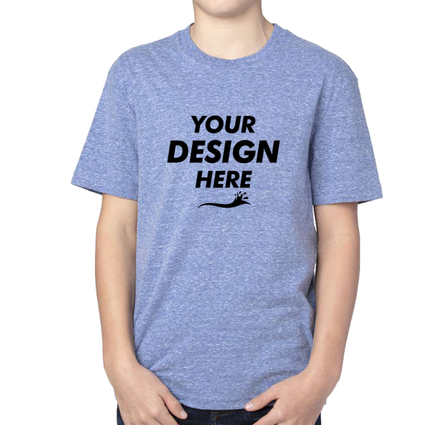 Threadfast Apparel Youth Triblend T-Shirt, Navy Triblend, Front view, Mockup