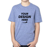 Threadfast Apparel Youth Triblend T-Shirt, Navy Triblend, Front view, Mockup
