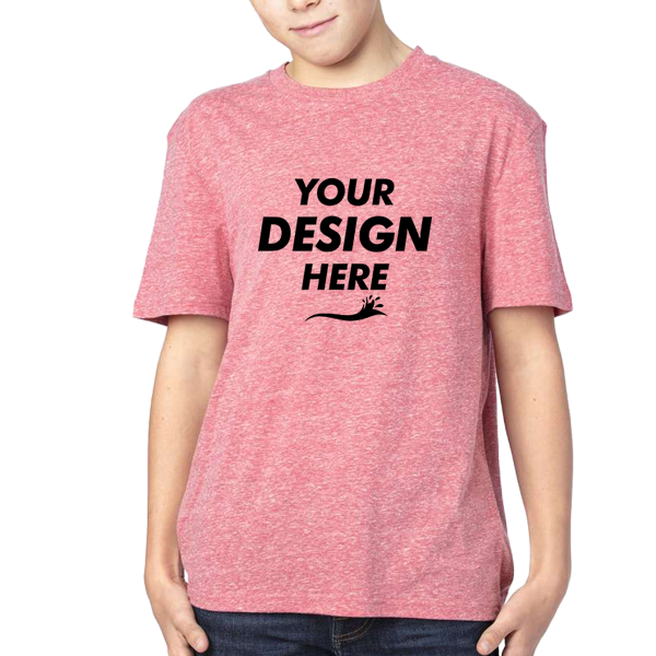 Threadfast Apparel Youth Triblend T-Shirt, Red Triblend, Front view, Mockup