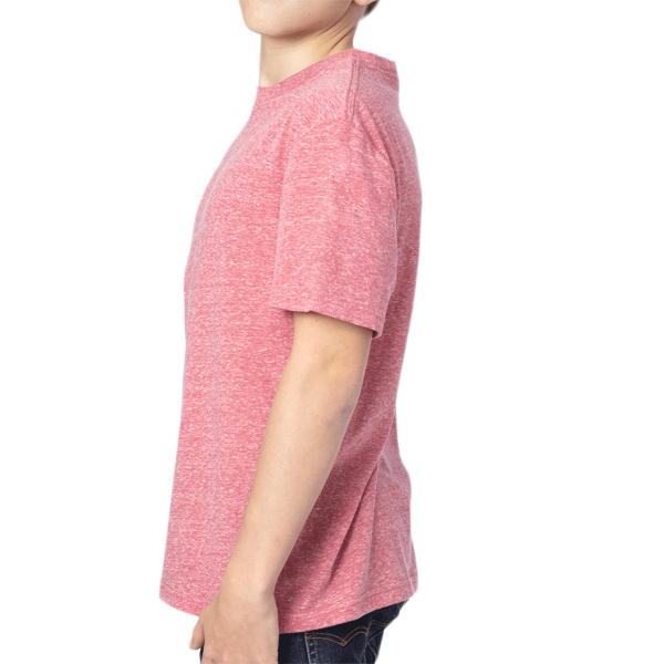 Threadfast Apparel Youth Triblend T-Shirt, Red Triblend, Left Sleeve view