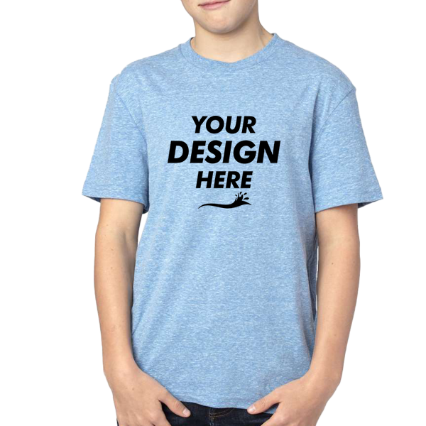 Threadfast Apparel Youth Triblend T-Shirt, Royal Triblend, Front view, Mockup