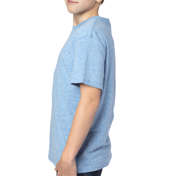 Threadfast Apparel Youth Triblend T-Shirt, Royal Triblend, Left Sleeve view