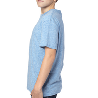 Threadfast Apparel Youth Triblend T-Shirt, Royal Triblend, Left Sleeve view