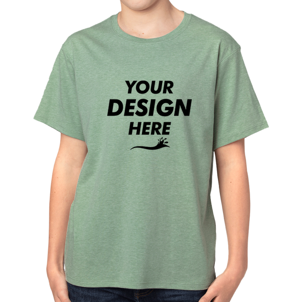 Threadfast Apparel Youth Ultimate CVC T-Shirt, Army Heather, Front view, Mockup
