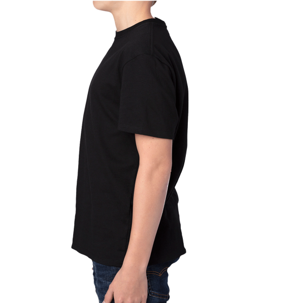 Threadfast Apparel Youth Ultimate CVC T-Shirt, Black, Left Sleeve view