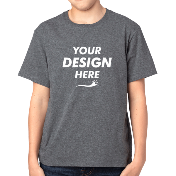 Threadfast Apparel Youth Ultimate CVC T-Shirt, Charcoal Heather, Front view, Mockup