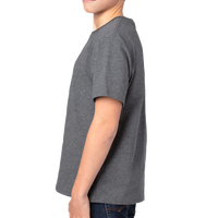 Threadfast Apparel Youth Ultimate CVC T-Shirt, Charcoal Heather, Left Sleeve view