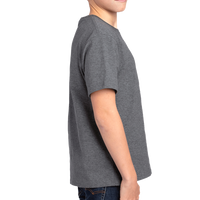 Threadfast Apparel Youth Ultimate CVC T-Shirt, Charcoal Heather, Right Sleeve view