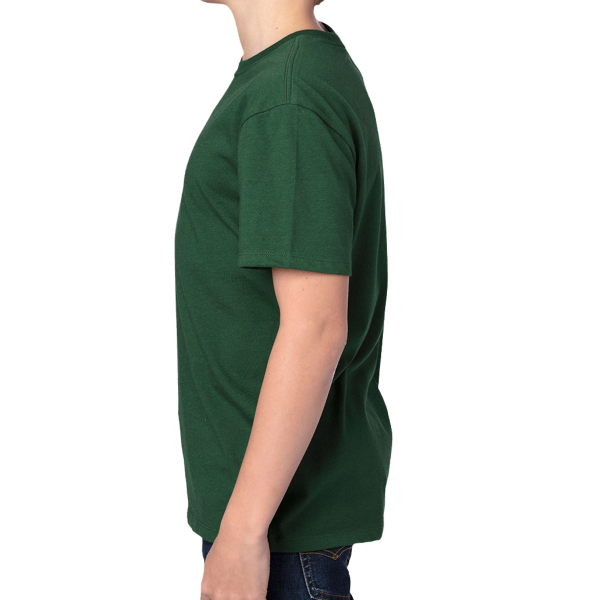 Threadfast Apparel Youth Ultimate CVC T-Shirt, Forest Green, Left Sleeve view