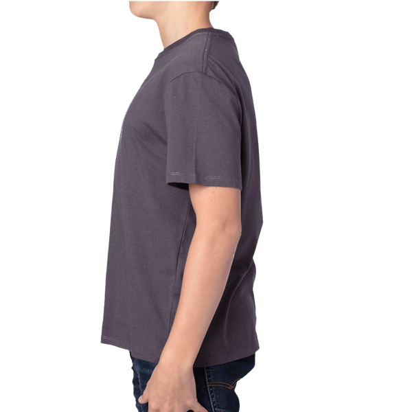 Threadfast Apparel Youth Ultimate CVC T-Shirt, Graphite, Left Sleeve view