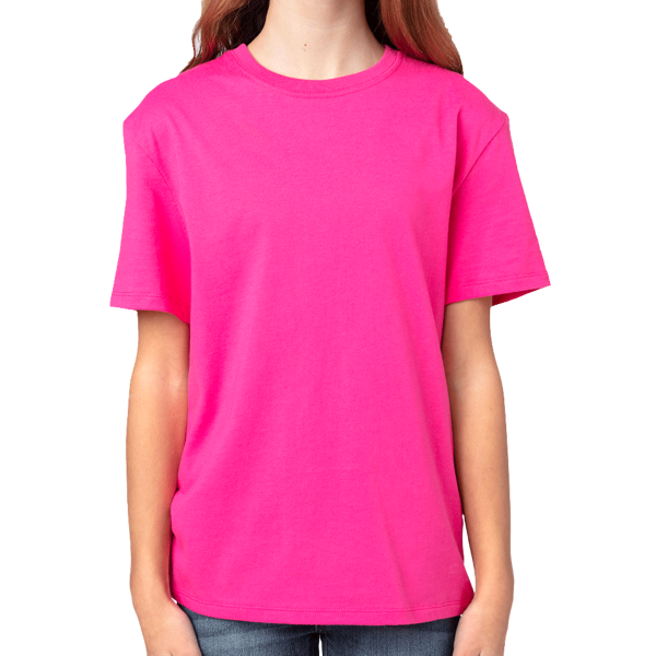 Threadfast Apparel Youth Ultimate CVC T-Shirt, Hot Pink, Front view
