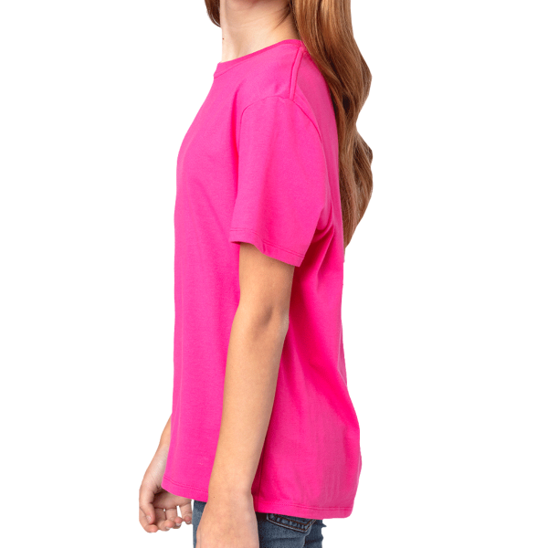 Threadfast Apparel Youth Ultimate CVC T-Shirt, Hot Pink, Left Sleeve view
