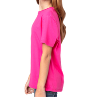 Threadfast Apparel Youth Ultimate CVC T-Shirt, Hot Pink, Left Sleeve view