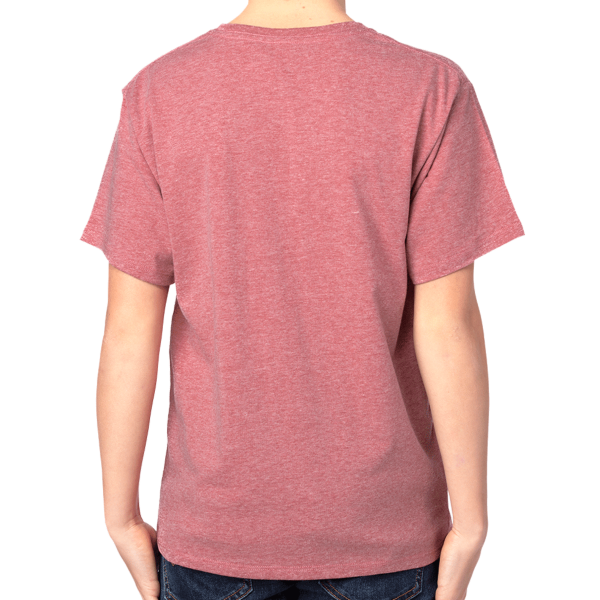 Threadfast Apparel Youth Ultimate CVC T-Shirt, Maroon Heather, Back view