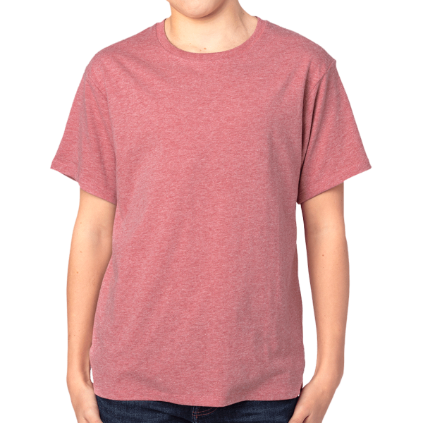 Threadfast Apparel Youth Ultimate CVC T-Shirt, Maroon Heather, Front view