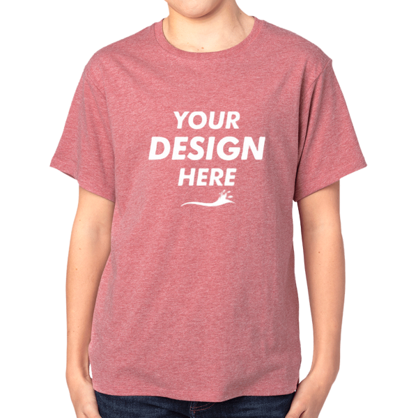 Threadfast Apparel Youth Ultimate CVC T-Shirt, Maroon Heather, Front view, Mockup