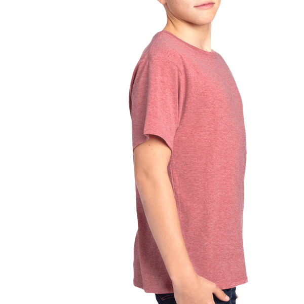 Threadfast Apparel Youth Ultimate CVC T-Shirt, Maroon Heather, Right Sleeve view