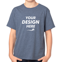 Threadfast Apparel Youth Ultimate CVC T-Shirt, Navy Heather, Front view, Mockup