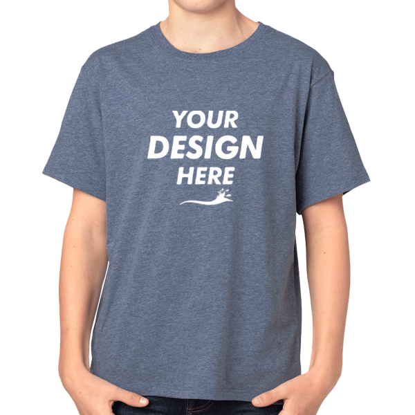 Threadfast Apparel Youth Ultimate CVC T-Shirt, Navy Heather, Front view, Mockup