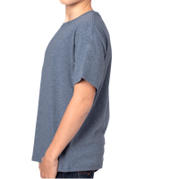 Threadfast Apparel Youth Ultimate CVC T-Shirt, Navy Heather, Left Sleeve view