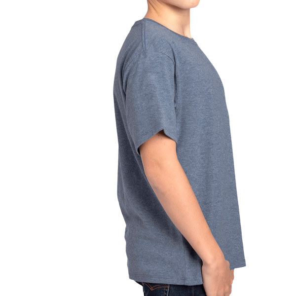 Threadfast Apparel Youth Ultimate CVC T-Shirt, Navy Heather, Right Sleeve view
