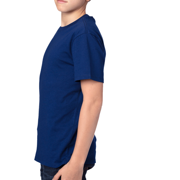 Threadfast Apparel Youth Ultimate CVC T-Shirt, Navy, Left Sleeve view