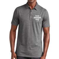 Travis Mathew Auckland Slub Polo, Dark Grey, Front view, Mockup