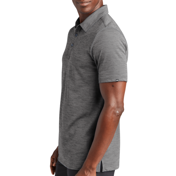 Travis Mathew Auckland Slub Polo, Dark Grey, Left Sleeve view
