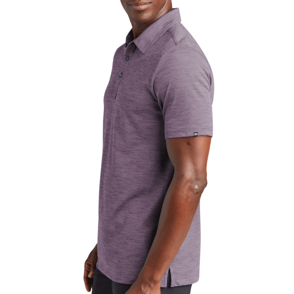 Travis Mathew Auckland Slub Polo, Purple Sage, Left Sleeve view