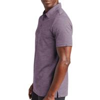 Travis Mathew Auckland Slub Polo, Purple Sage, Left Sleeve view